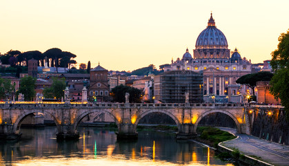 Vatican city. St Peter's Basilica. Panoramic view of Rome and St. Peter's Basilica, Italy