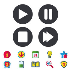 Player navigation icons. Play, stop and pause.