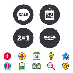 Sale speech bubble icons. Black friday symbol.