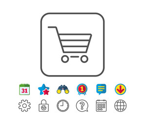 Shopping cart line icon. Online buying sign.