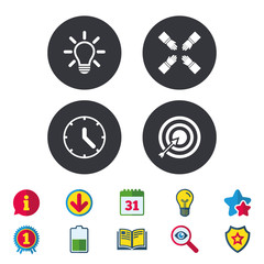 Lamp idea and clock time. Target aim.