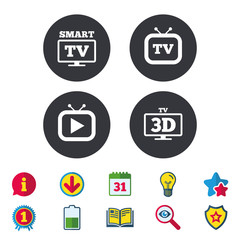 Smart 3D TV mode icon. Retro television symbol.