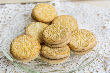 Sandwich biscuits, filled with chocolate 