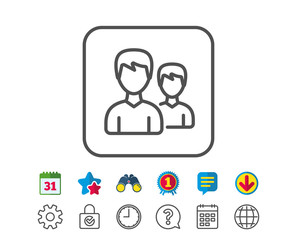 Users line icon. Couple or Group sign.