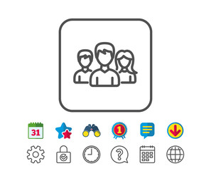 Group line icon. Users or Teamwork sign.
