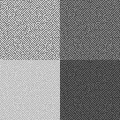 Fototapeta premium Set of abstract black geometrical seamless pattern. Maze. Labyrinth.