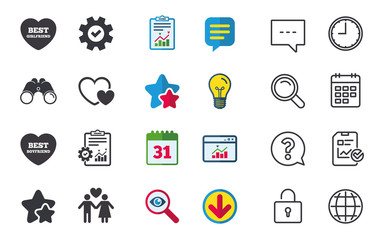 Valentine day love icons. Best girlfriend.