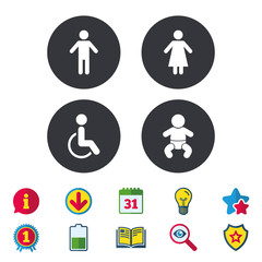 WC toilet icons. Human male or female signs.