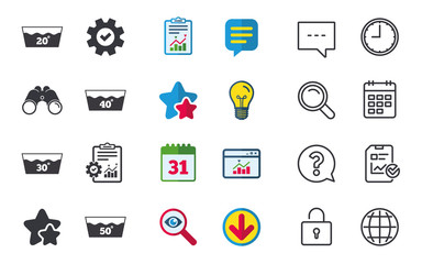 Wash icons. Machine washable at forty degrees.