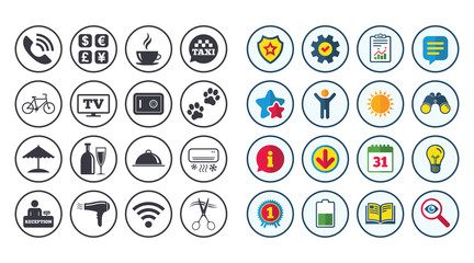 Set of Hotel services and Apartment icons.