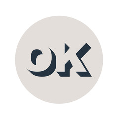 Logotipo espacio negativo OK en circulo gris