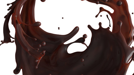 Brown liquid coffee splash isolated on white background