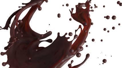 Brown liquid coffee splash isolated on white background