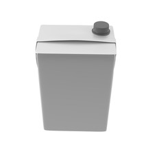 3D realistic render of milk, juice or cream carton. Grey lid. White background. Clipping path. Empty template for your design. Back side.