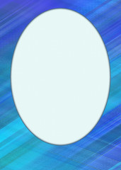 Winter picture frame in bright blue hues. Stylish decoration, textured ellipse background for photo, image or text. Vertical template for greetings cards, flyers, invitations, leaflets, posters