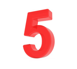 Naklejka premium red number 5