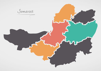 Fototapeta premium Somerset England Map with states and modern round shapes