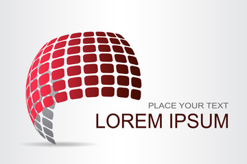 Logo stylized spherical surface with abstract shapes