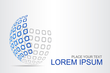 Logo stylized spherical surface with abstract shapes
