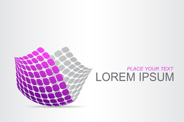 Logo stylized spherical surface with abstract shapes