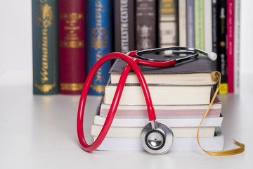 Concept of medical education with book and stethoscope
