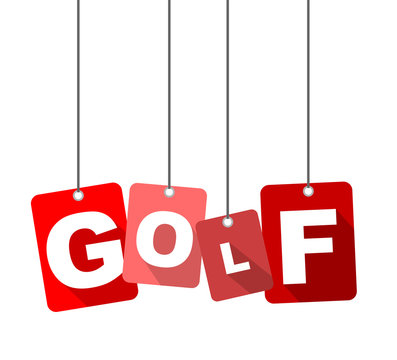 Red vector flat design background golf. It is well adapted for web design.