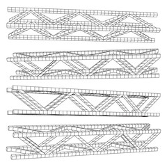 Steel truss girder element set. Wireframe low poly mesh. Vector illustration
