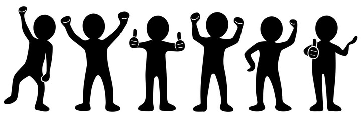 Motivierte und erfolgreiche Business-Strichmännchen / schwarz-weiß, Design, Vektor, freigestellt 