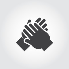 Icon of human hands applause. Symbol of ovation, cheers, clapping. Simple black flat pictogram. Vector illustration for websites, mobile apps, games and other design projects