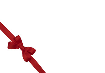 Isolated red ribbon with bow.