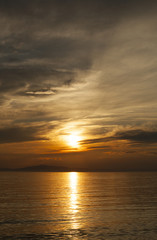 Baikal, picturesque evening sunset, Siberian nature