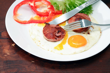 Fried Eggs With Sausage