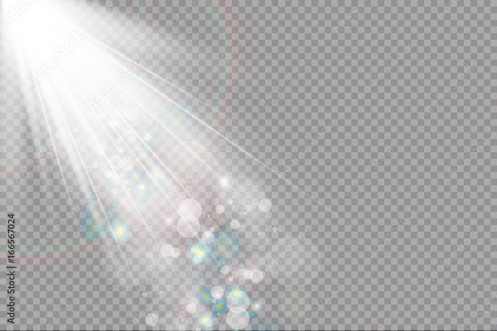 Poster vector scene illuminated by spotlight ray. light effect on transparent background