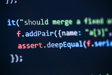 Software developer programming code