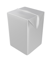 3D realistic render of cube milk, juice or cream carton. Isolated on white background. Clipping path. Empty template for your design. Front side.