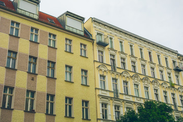 modern and classic facade of houses at berlin