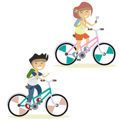 Cute children on bike