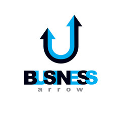 Vector rising arrow. Company increasing  concept. Business abstract logo isolated on  white background.