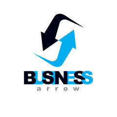 Business financial trend, vector upward arrow. Corporate development logo isolated on  white background. Company growth concept.