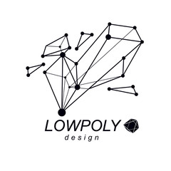 3d design, abstract vector faceted shape. Technology and science conceptual emblem.