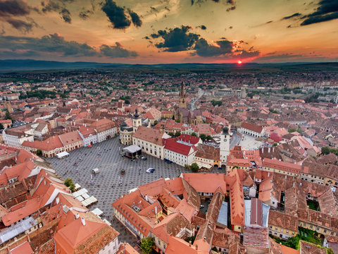 Aerial view of Sibiu Romania