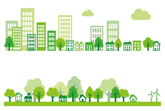 Ecology green city, town and countryside