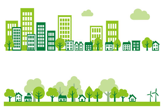Ecology green city, town and countryside