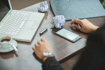 Successful entrepreneurs and business people achieving goals, Happy business people celebrating success at company, Business man with arms up leading a successful team.