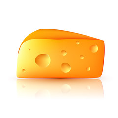 Realistic 3d cheese. Vector illustration on white background.