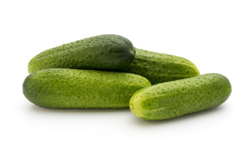 Eco cucumber on white background. Fresh vegetables.