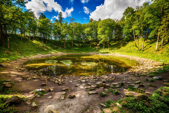 Saarema Island, Estonia: the main meteorite crater in the village of Kaali
