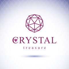 Vector faceted gemstone illustration with sparkles, polygonal. Brilliant jewelry sign emblem, logo.