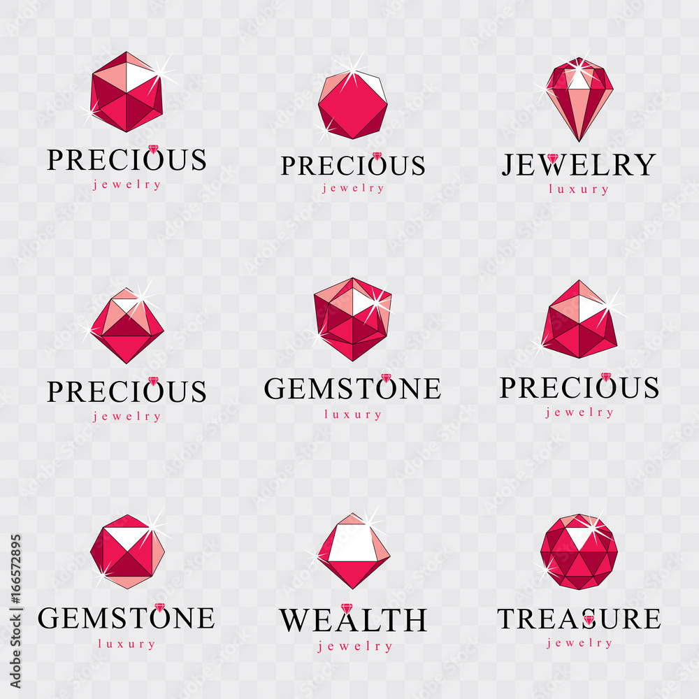 Poster vector abstract geometric shapes for use in advertisement design concept. set of vector glossy red r