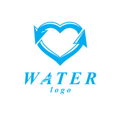 Vector blue clear water drop logo for use as marketing design symbol. Alternative medicine concept.
